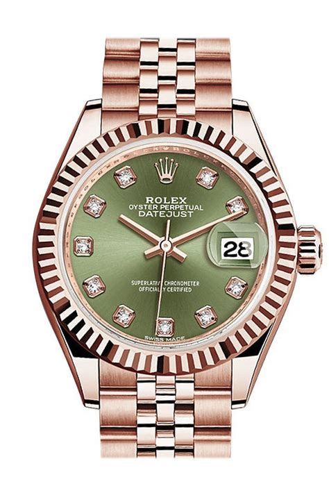 rolex datejust rose gold green dial
